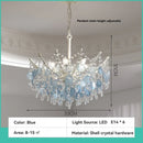 Axyaa Luxury Vintage Shell Crystal Chandelier in Blue/White
