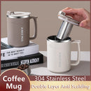 Axyaa Insulated Stainless Steel Coffee Mug with Tea Strainer, Lid, and Handle