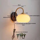Axyaa Modern Nordic Glass Shade Wood Wall Light Switch Luxury Round Glass
