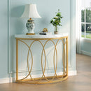 Axyaa Half Moon Gold Console Table: 43" Modern Semi Circle Entryway Sofa Table