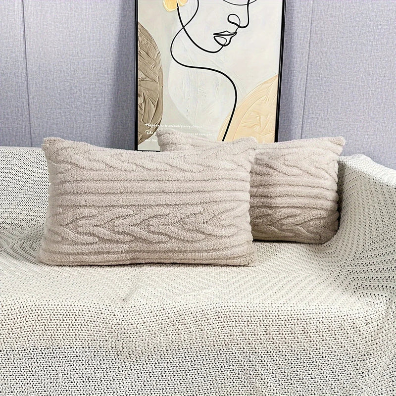 Axyaa Plush Cream White Throw Pillow Cover for Cozy Home Decor