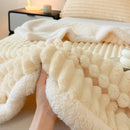 Axyaa Cozy Striped Coral Fleece Blanket | Thick Warm Plush Sofa Throw Queen Bedspread