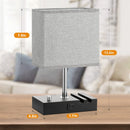 Axyaa Grey Bedside Lamp with USB C Ports and Phone Stands