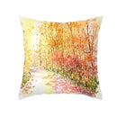 Axyaa Autumn Gold Red Forest Plush Cushion Cover: Vintage Oil Painting Pillowcase