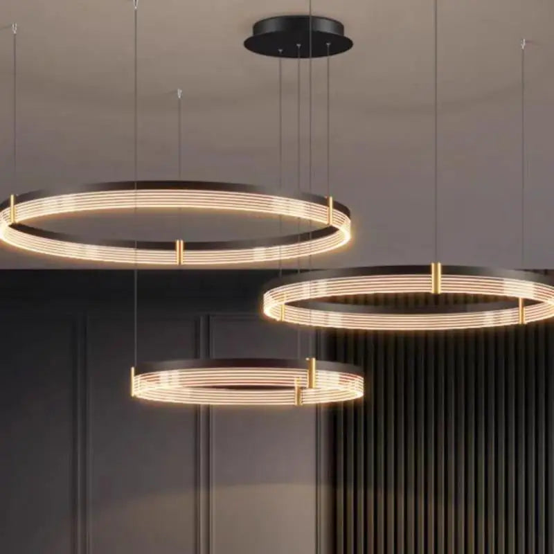 Black Acrylic LED Pendant Light for Home Decor by Axyaa