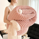 Axyaa Striped Artificial Wool Blanket: Soft & Cozy Fleece Throw for Sofa & Bed