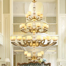 Axyaa Luxury Natural Jade Chinese Chandelier for Living Room Restaurant Villa Duplex