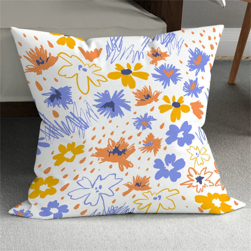 Axyaa Small Daisy Leaves Cushion Cover - Home Decor Pillowcases