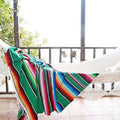 Axyaa Boho Beach Blanket: Hand-Striped Mat with Tassels