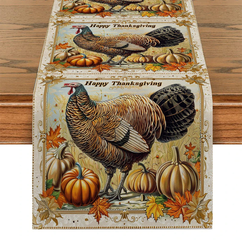 Fall Turkey Pumpkin Table Runner by Axyaa: Thanksgiving Dining Coffee Wedding Decor