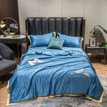 Axyaa Ice Silk Embroidered Quilt Set - Luxury European Style Cooling Blanket