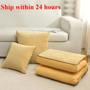 Axyaa Chenille-Rimmed Cotton Pillow Quilt: Solid Color Dual-Purpose Two-in-One Design