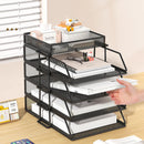 Axyaa Metal Desktop File Rack, Multi-Layer Bookcase & Office Storage for Data Organization
