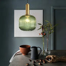 Axyaa Striped Glass Lantern Chandelier LED Pendant Lights for Dining Room Kitchen