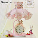 Axyaa Modern Princess Table Lamp with Clock for Children Bedroom Home Decor