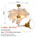 Axyaa Ostrich Feather Pendant Light: Nordic LED Ceiling Chandelier for Home, Bedroom, and Living Room