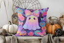 Colorful Ghost & Pumpkin Pillow Cover for Sofa, Bedroom, Car by Axyaa