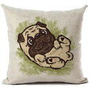 Axyaa French Bulldog Print Linen Throw Pillowcase for Home and Car Decor