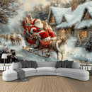 Axyaa Christmas Santa Claus Reindeer Print Tapestry Party Decoration Background Cloth