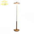 Axyaa Classical Brass Walnut Floor Lamp LED Lighting for Living Room Bedroom