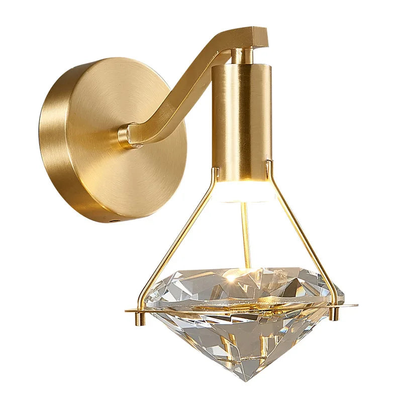 Axyaa Crystal Diamond Wall Lamp: Modern Luxury Lighting for Bedroom and Living Room