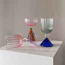 Axyaa Colored Ripple Martini Margarita Cocktail Glasses Goblet Cup
