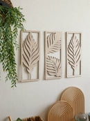 Axyaa Wood Palm Leaf Wall Sculpture - Boho Tropical Plant Decor