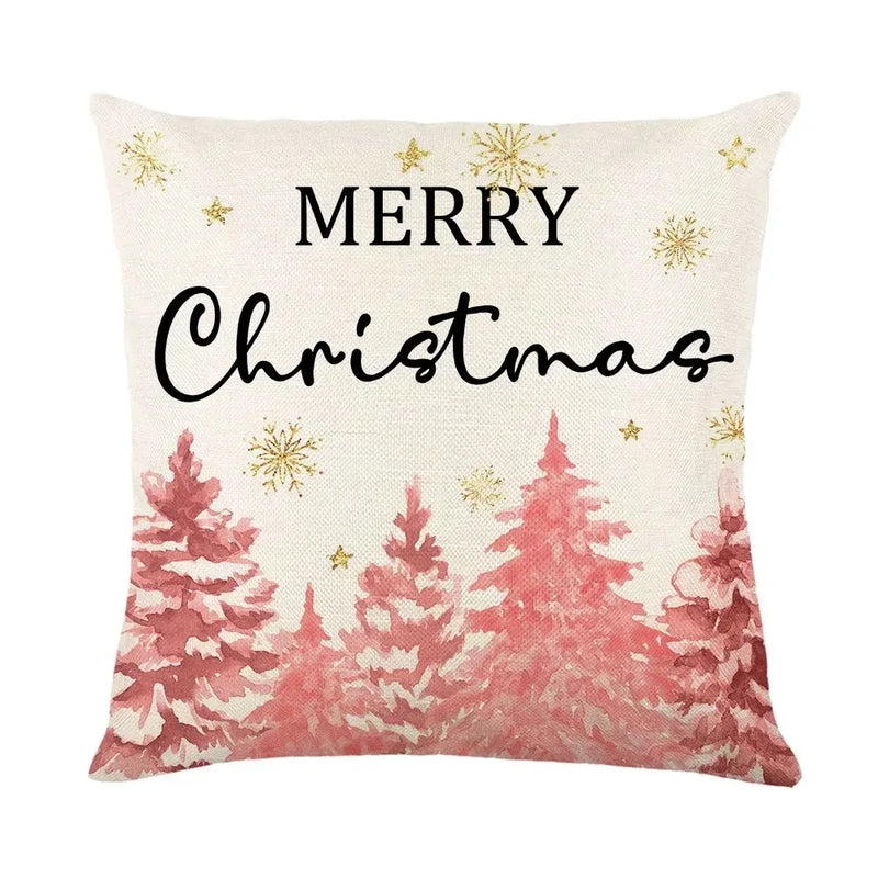 Christmas Party Pillowcase with Santa Claus & Snowman Print for Home Decoration by Axyaa.