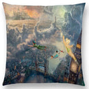 Axyaa Rustic Landscape Castle Lighthouse Oil Painting Cushion Cover