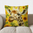 Axyaa Rabbit & Flowers Decorative Pillow Cover for Sofa, Bedroom, Car