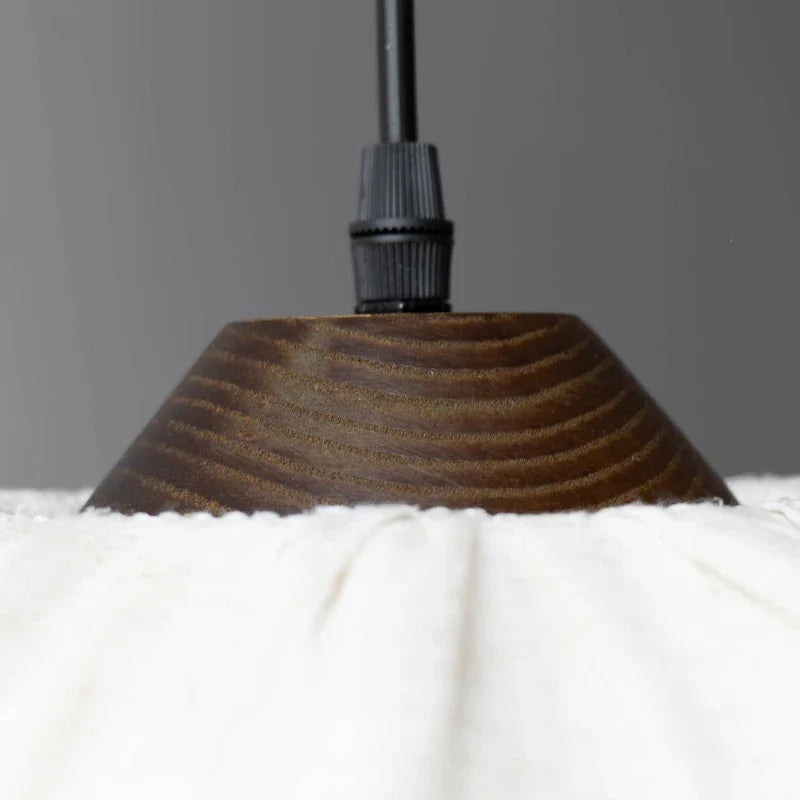 Axyaa Wabi-sabi Fabric Pumpkin Chandelier, Solid Wood Dining Room Tea Room Pendant Lamp
