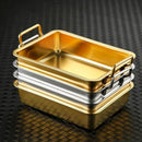 Axyaa Stainless Steel Food Storage Tray with Handle - Silver/Gold Pan BBQ Sushi Dish