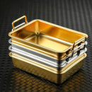 Axyaa Stainless Steel Food Storage Tray with Handle, Silver Gold Pastry Pan BBQ Dish