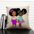 Axyaa Cute Cartoon Girl Pillow Case Africa Baby Cushion Cover Home Decor Linen Pillowcase