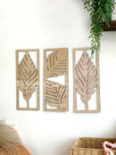 Axyaa Wood Palm Leaf Wall Sculpture - Boho Tropical Plant Decor