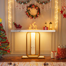Axyaa Gold White Console Table with LED Lights and Faux Marble Veneer
