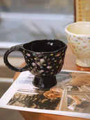 Axya Vintage Ceramic Coffee Mug, Cartoon Kitchen Drinkware Set, Hand Carved Flower Girl Gift