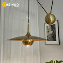 Axyaa Gold LED UFO Pendant Light - Adjustable Height Minimalist Lighting for Home Dining Room