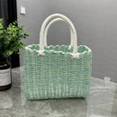Axyaa Imitation Rattan Storage Basket with Handle Home Decor Handbag