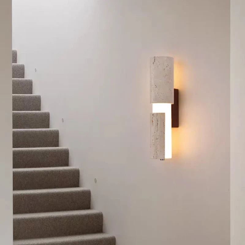 Axyaa Natural Stone White Acrylic LED Wall Lamp with Remote Control
