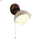 Axyaa Yellow Travertine LED Wall Light Fixture Nordic Modern Glass Wood Bedside Lamp