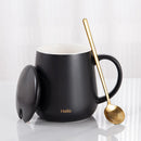 Axyaa Ceramic Mug with Lid, Spoon, Funny Design, Ideal for Coffee, Tea, Breakfast