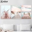 Axyaa Beach Starfish Bridge Canvas Painting - Nordic Wall Art Prints for Bedroom