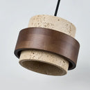 Axyaa Stone Wood Pendant Chandelier Retro Hanging Light Fixture Bedside Bar Restaurant