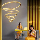 Axyaa Crystal Stair Chandelier - Modern LED Ceiling Hanging Light for Living Room