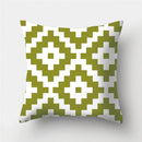 Axyaa Army Green Geometry Print Cushion Cover - Sofa Decor Pillowcase