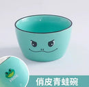 Axyaa Cartoon Ceramic Rice Bowl for Children, Cute Girl Design, Creative Tableware