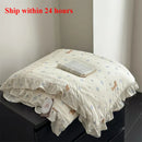 Axyaa Knitted Cotton Floral Print Lace Summer Quilt • Air Conditioner Cool Quilt