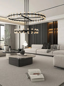 Axyaa Luxury Gold Chandeliers for Living Room in America with Glass Crystals and LED Lighting