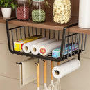 Axyaa Under Cabinet Storage Rack Drawer Hanging Basket Organize Cup Tissue Holder